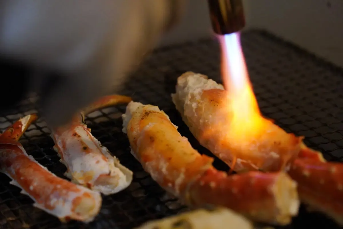 King crab flame-seared